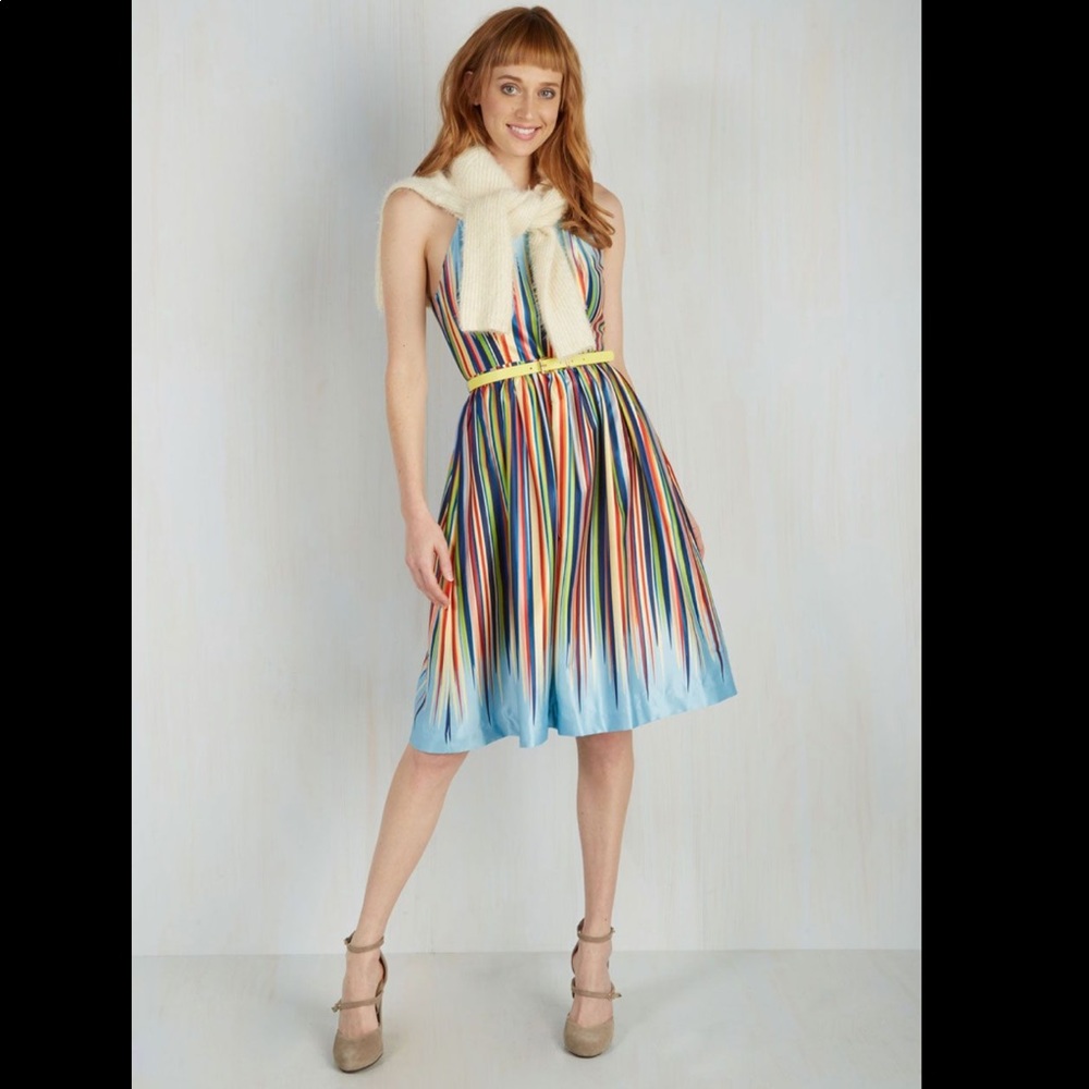 ModCloth What’s the Zeal Rainbow Stripe Midi Dress